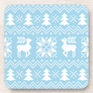 Posavasos Navidades azules elegantes Patrón de invierno de s