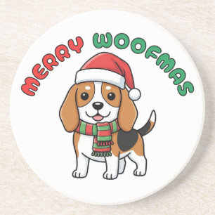 Posavasos Navidades Beagle Coaster: Merry Woofmas
