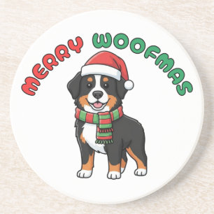 Posavasos Navidades Bernese Dog Coaster: Merry Woofmas