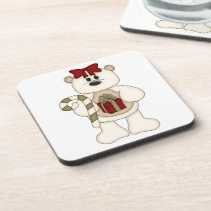 Posavasos Navidades blancos de pie/oso rojo