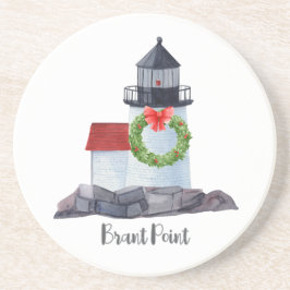 Posavasos Navidades Brant Pt Lighthouse Sandstone Coaster