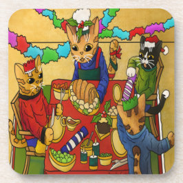 Posavasos Navidades británicos cenan gatos