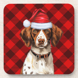 Posavasos Navidades Brittany Spaniel Dog vacaciones rojas de
