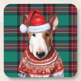 Posavasos Navidades Bull Terrier Perro Rojo Verde Fiesta