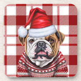 Posavasos Navidades Bulldog festividad roja