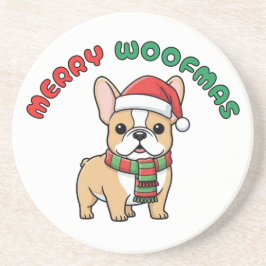 Posavasos Navidades Bulldog francés: Merry Woofmas