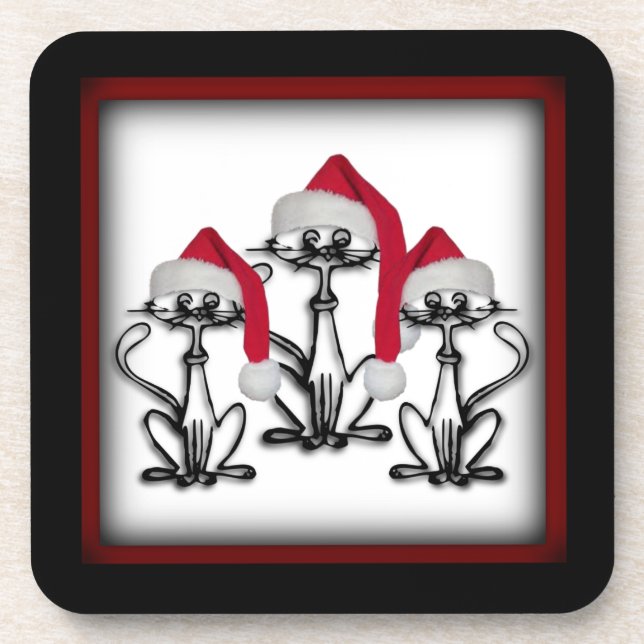 Posavasos Navidades Caroling Cats Joyous Fun (Frente)