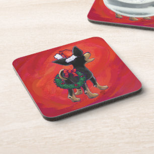 Posavasos Navidades Chihuahua En Rojo