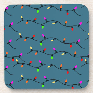 Posavasos Navidades Coloridos Iluminan Sobre El Azul