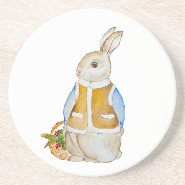 Posavasos Navidades con una canasta con bran de abeto (Frente)