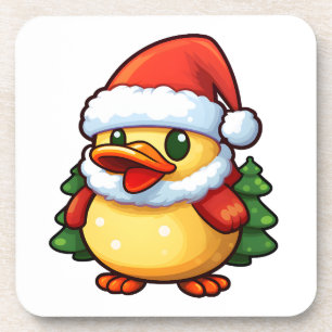 Posavasos Navidades cortos pato en sombrero de Santa María