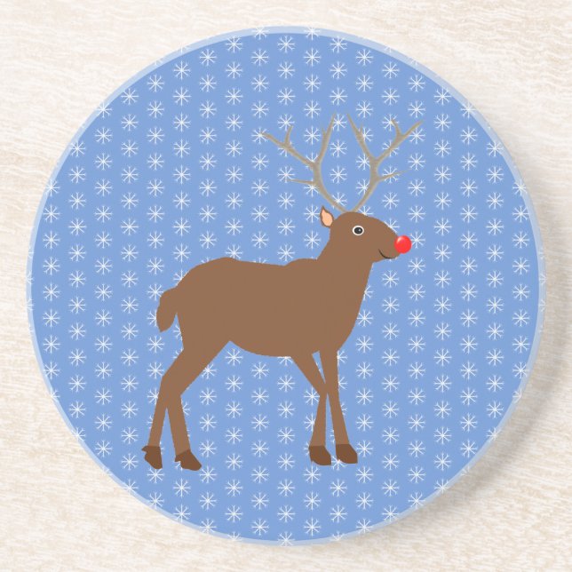 Posavasos Navidades cortos renos con nariz roja (Frente)