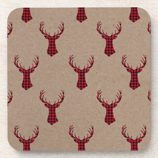 Posavasos Navidades Cozy Deer Kraft Plaid (Frente)