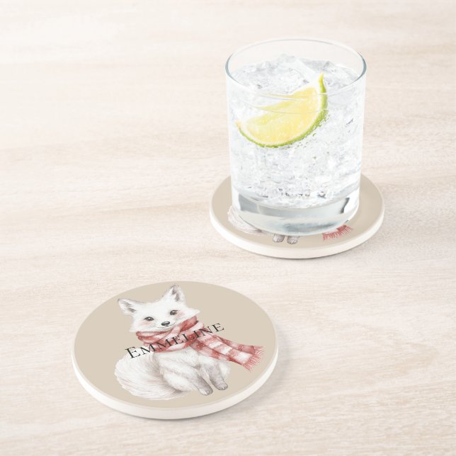 Posavasos Navidades Cream Red White Peppermint Fox y Deer (Lado)