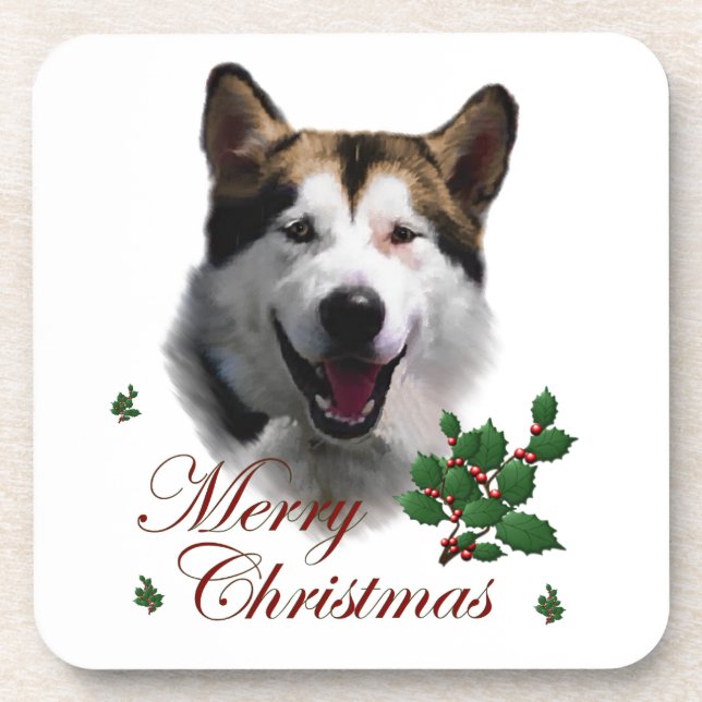 Posavasos Navidades de Alaskan Malamute (Frente)