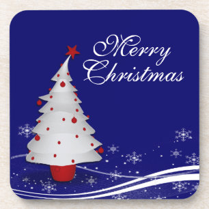 Posavasos Navidades de árbol de Navidad blanco y personaliza