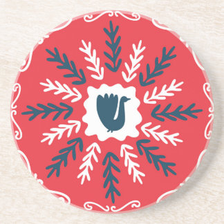 Posavasos Navidades de arte Folk Doodle Tile