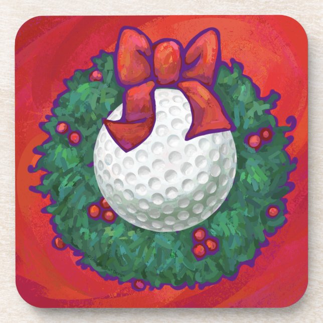 Posavasos Navidades de bolas de golf rojas (Frente)