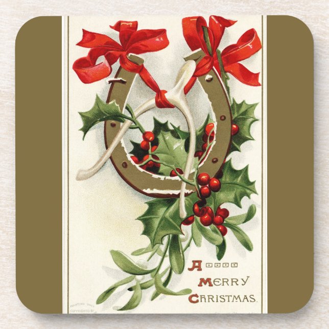 Posavasos Navidades de bronce de la vieja hisopa dorada (Frente)