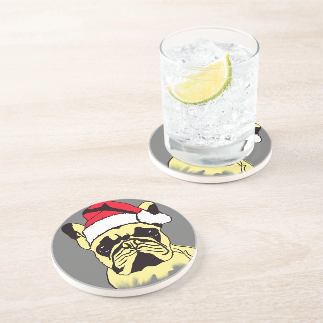 Posavasos Navidades de Bulldog de Francia Personalizado Sand (Lado)