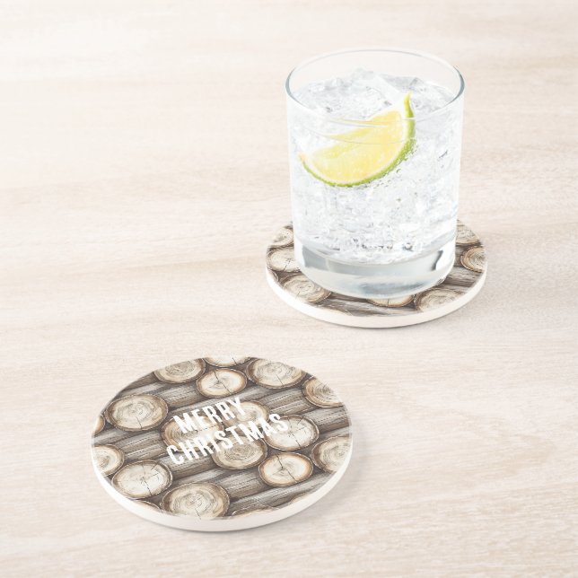 Posavasos Navidades de cabinas Wood Log (Lado)