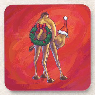 Posavasos Navidades De Camellos Cuidados En Rojo