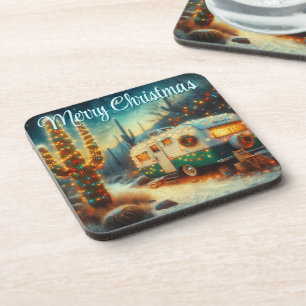Posavasos Navidades de camper de época en el desierto person