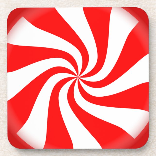 Posavasos Navidades de candía de menta con 6 mazas de corcho (Frente)