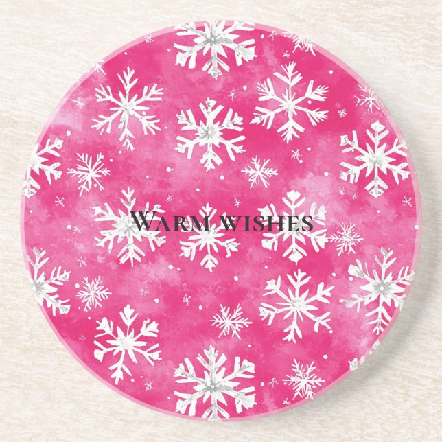 Posavasos Navidades de copas de nieve con glam rosa (Frente)