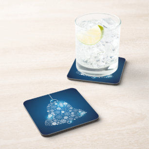 Posavasos Navidades de copos de nieve blancos azules y brill