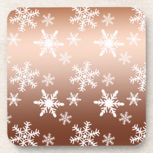 Posavasos Navidades de copos de nieve blancos de oro