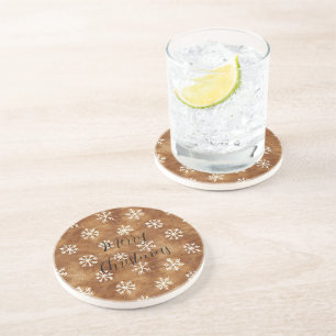 Posavasos Navidades de copos de nieve en invierno blanco mar