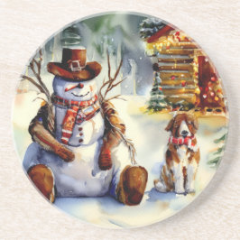 Posavasos Navidades de Cowboy Snowman