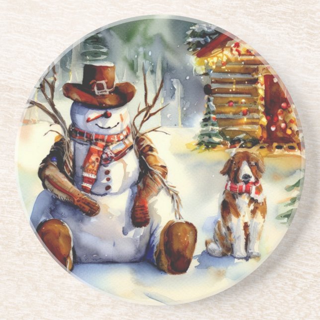 Posavasos Navidades de Cowboy Snowman (Frente)