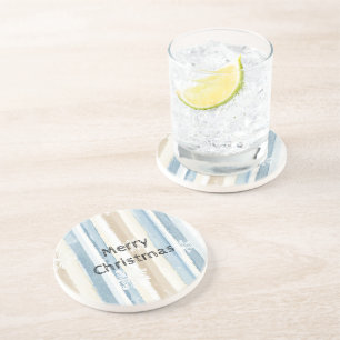 Posavasos Navidades De Crema Azul Tiran Copos De Nieve