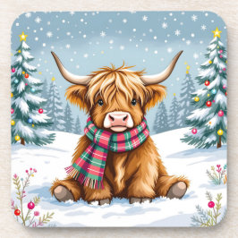 Posavasos Navidades de Cute Whimsical Highland Cow