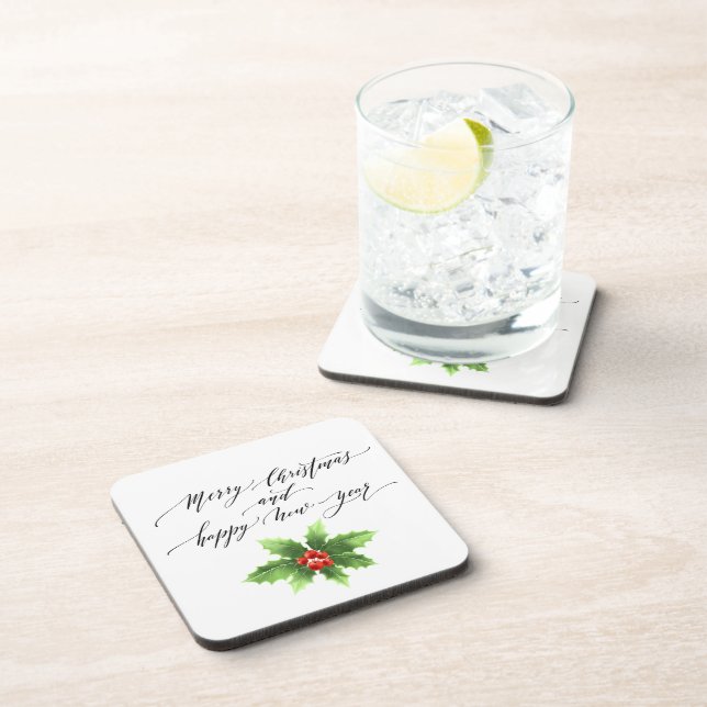 Posavasos Navidades de escoba de plástico duro Holly (Lado Derecho)
