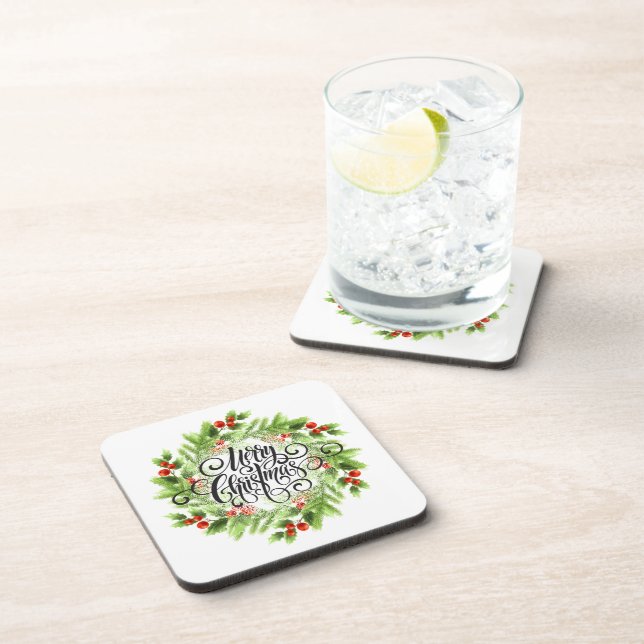 Posavasos Navidades de escoba de plástico duro Holly (Lado Derecho)