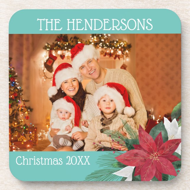 Posavasos Navidades de fotografía Poinsettia (Frente)