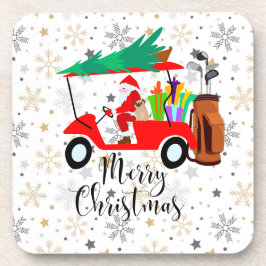 Posavasos Navidades de golf Santa Claus viajando en carrito 