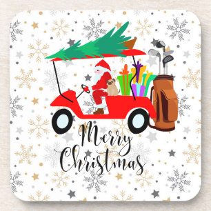 Posavasos Navidades de golf Santa Claus viajando en carrito