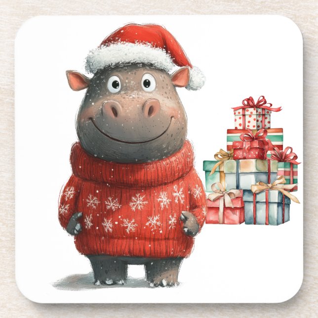 Posavasos Navidades de Hippo para amantes de los animales (Frente)
