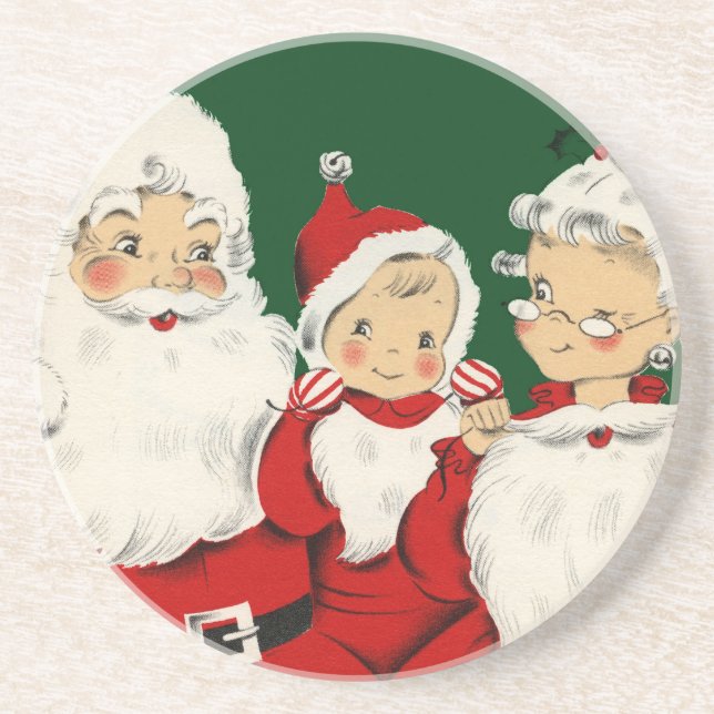 Posavasos Navidades de la familia Santa (Frente)
