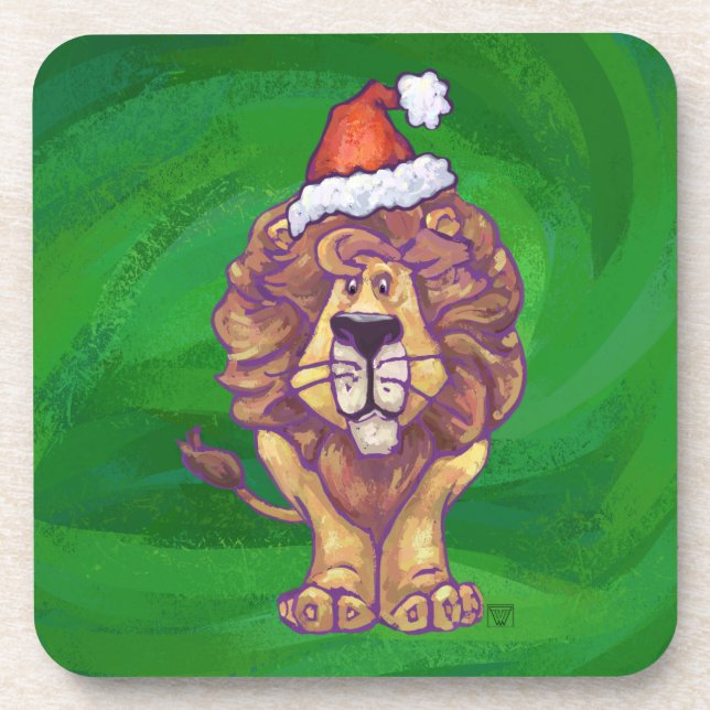 Posavasos Navidades De Leones En Verde (Frente)