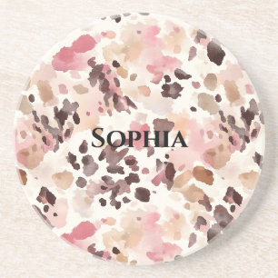 Posavasos Navidades de leopardo marrón crema rosa