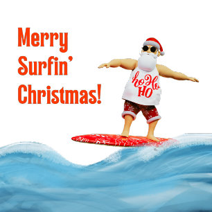 Posavasos Navidades de Merry Surfin Santa en Surfboard