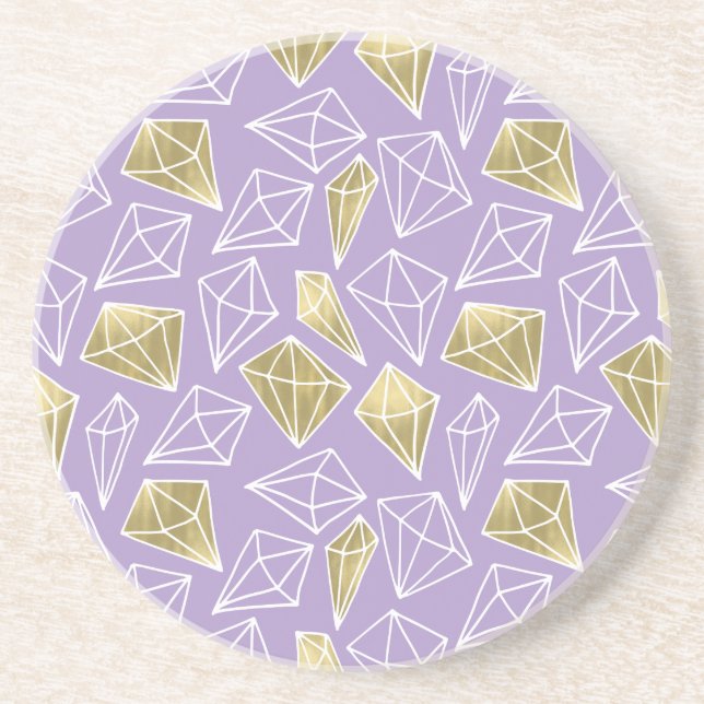 Posavasos Navidades de moda Lavender Gold Diamonds (Frente)
