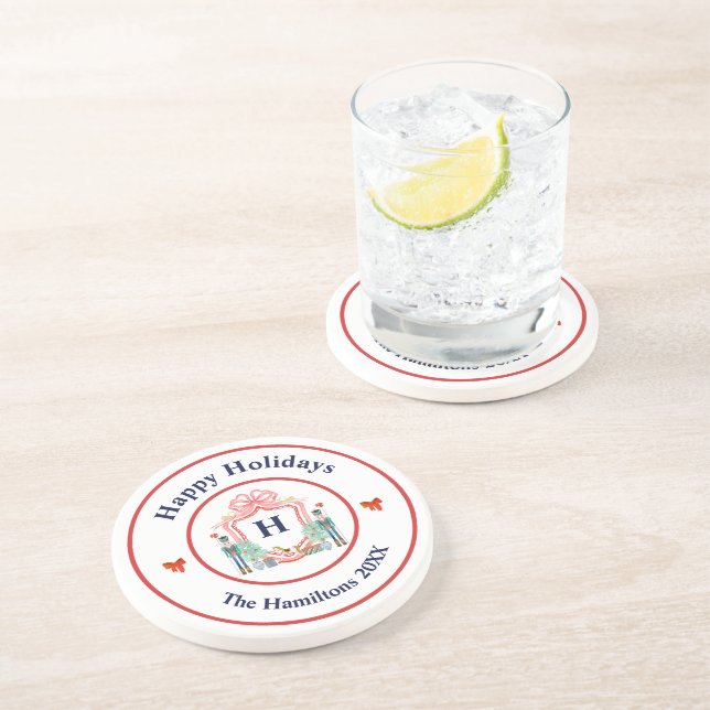 Posavasos Navidades de monograma de nutcracker (Lado)