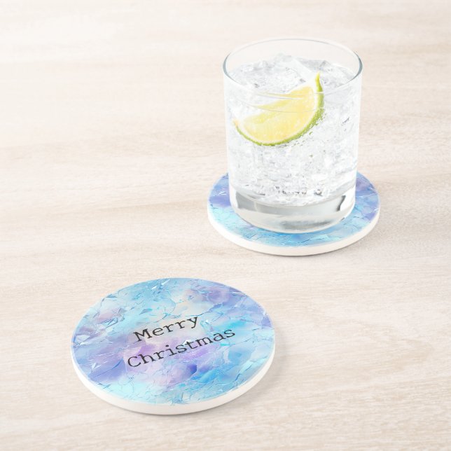 Posavasos Navidades de Nieve de Hielo Púrpura Azul Aqua (Lado)