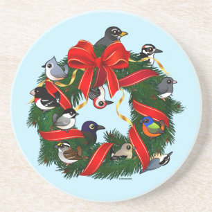 Posavasos Navidades de pájaros del patio trasero con pájar